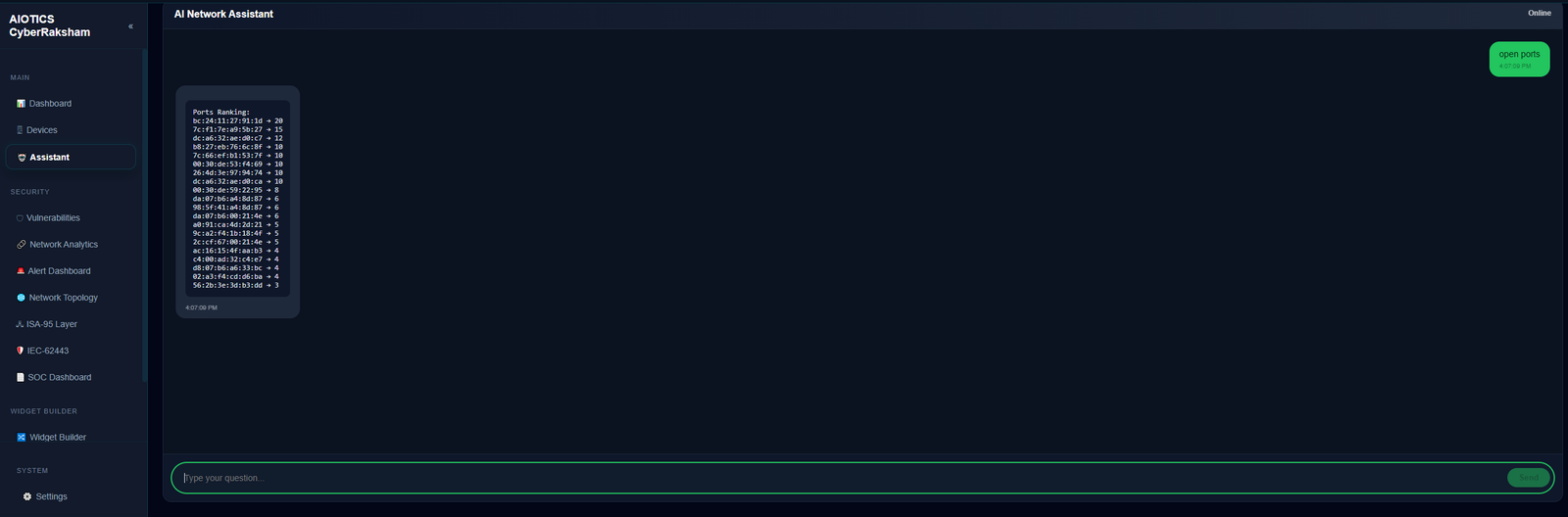 CyberRaksham AI Assistant view